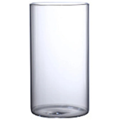 Clear cylindrical glass hydroponic vase with smooth transparent surface and rounded edges for home office wedding table