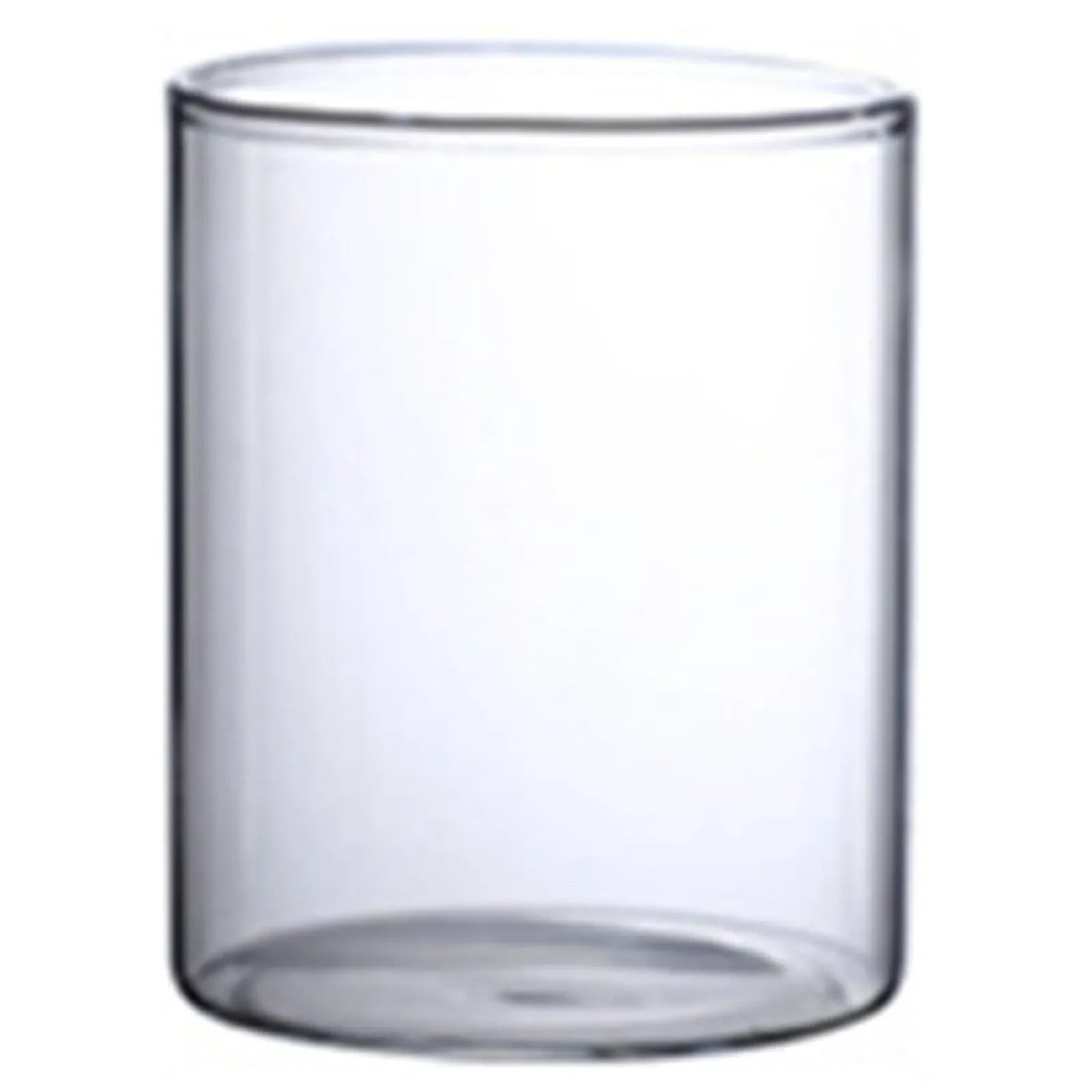 Clear glass hydroponic vase with a smooth cylindrical shape and rounded rim for home office or wedding tables