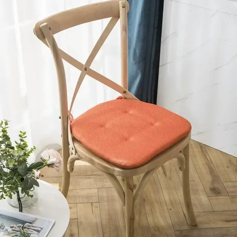 Orange tufted fabric chair cushion for wooden cross-back chair perfect decorbites dining chair cushions for dining room