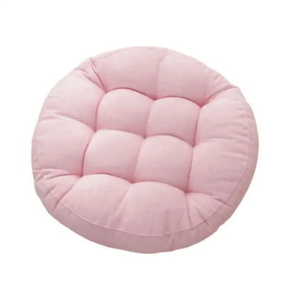 Pink quilted circular kids round floor cushion with soft fabric and padded sections for bedroom seating decorbites kids round