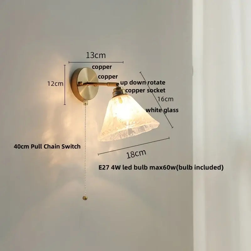 Turquoise textured blue glass wall sconce with copper adjustable socket and white glass shade for staircase decorbites blue glass wall
