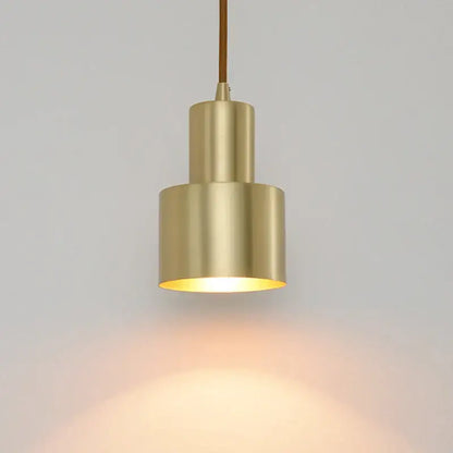 Two tier brass finish led pendant light with cylindrical warm glowing illumination for dining room decorbites brass finish