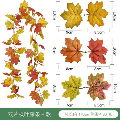 A decorative artificial maple leaf vine in vibrant autumn hues used as a hanging decoration by decorbites harvest