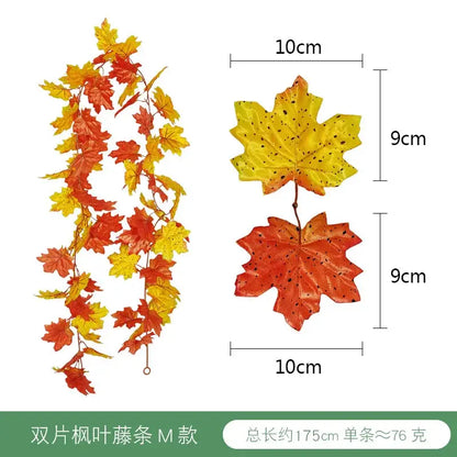 Vibrant autumn harvest hanging decoration featuring artificial orange and yellow maple leaf garland for decorbites harvest home