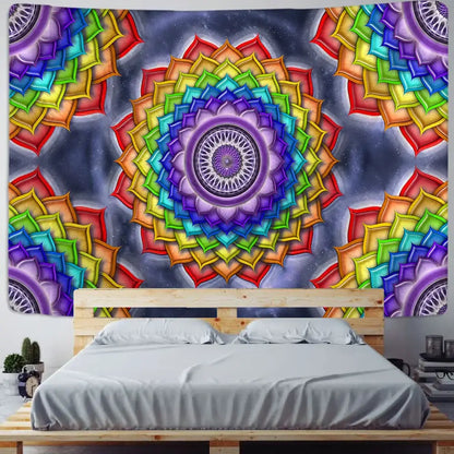 Vibrant pink and purple mandala chakra tapestry with intricate colorful mandala patterns for bedroom decorbites wall decor
