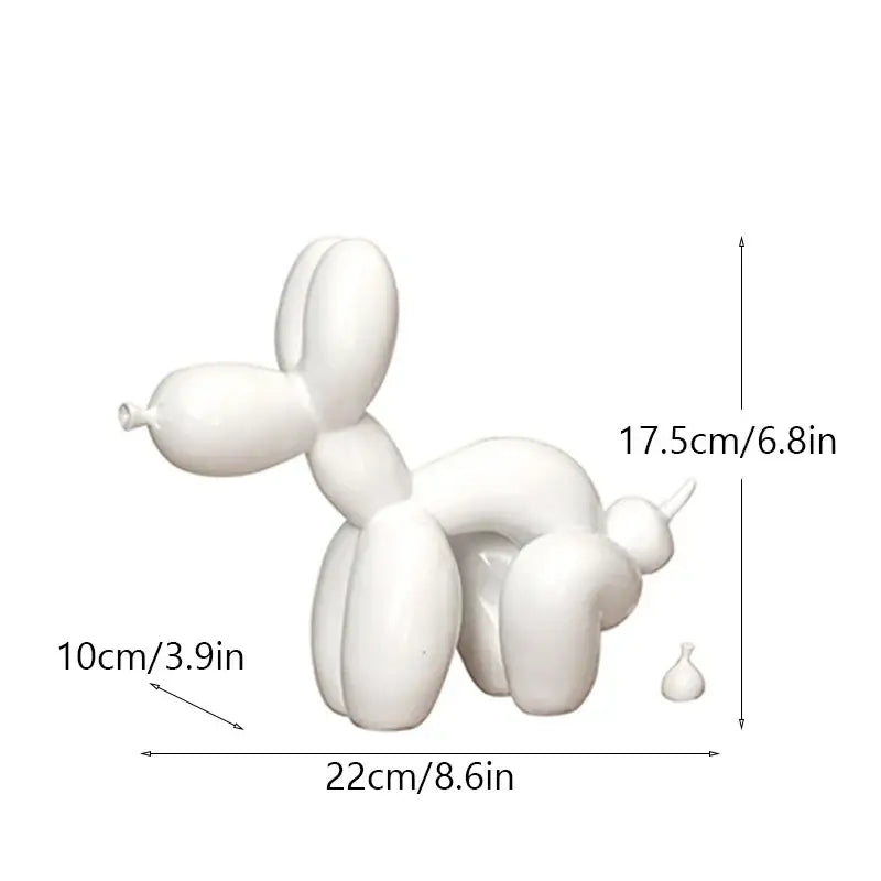 White dog balloon figurine with smooth glossy finish complementing decorbites dog balloon pop art resin sculpture