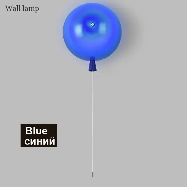 Blue balloon lamps wall light with glossy finish and thin white cord for vibrant bedroom wall lighting