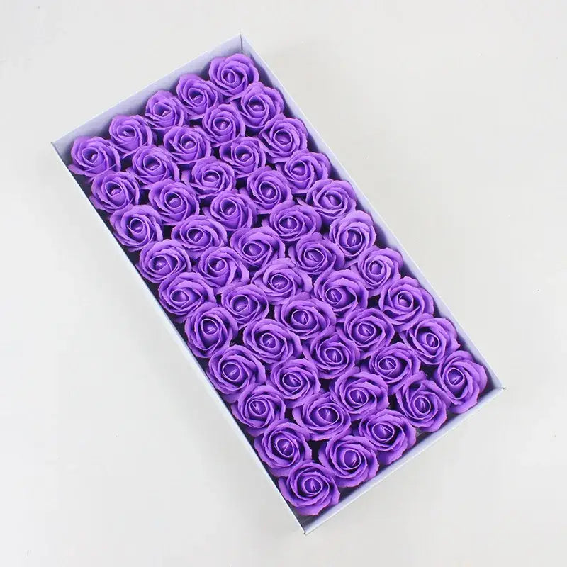 A decorbites bath flower set featuring vibrant purple soap roses meticulously crafted for bathroom decorbites bath use