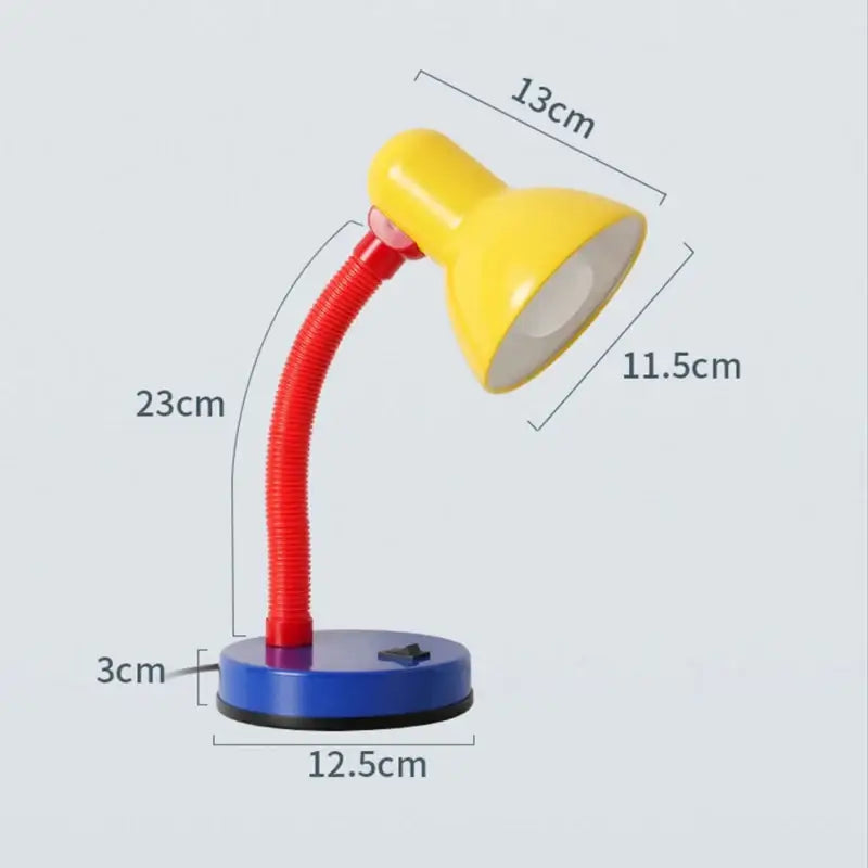 Bright yellow and red flexible gooseneck decorbites led study desk lamp with blue base for bedroom eye protection light