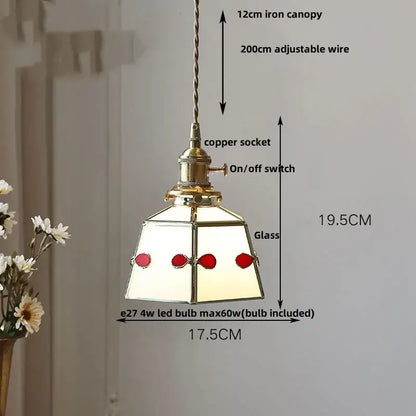 Vintage amber glass led pendant light with brass copper socket, gray glass led shade, and iron canopy for dining room use