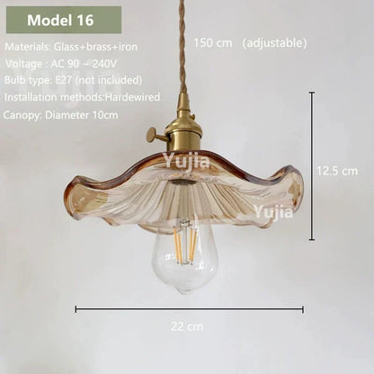 Vintage Amber Glass Pendant Light With Brass Detail - Decorbites