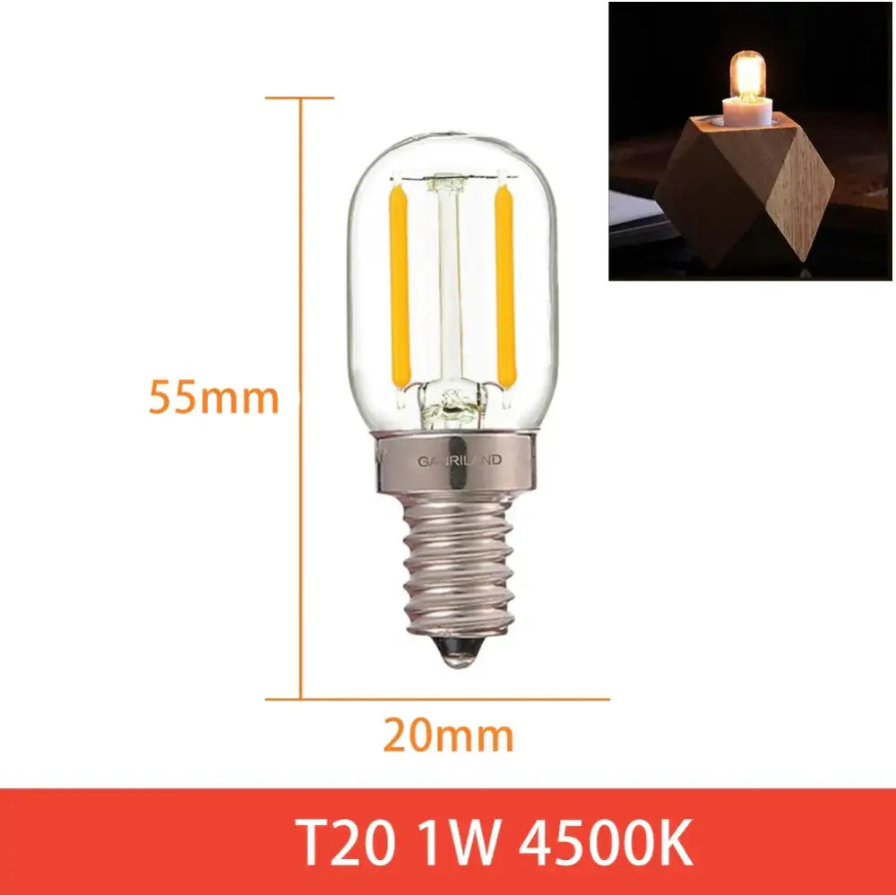 Clear glass t20 led bulb with yellow light strips and silver base for vintage amber home decor and decorbites dimmable led lighting