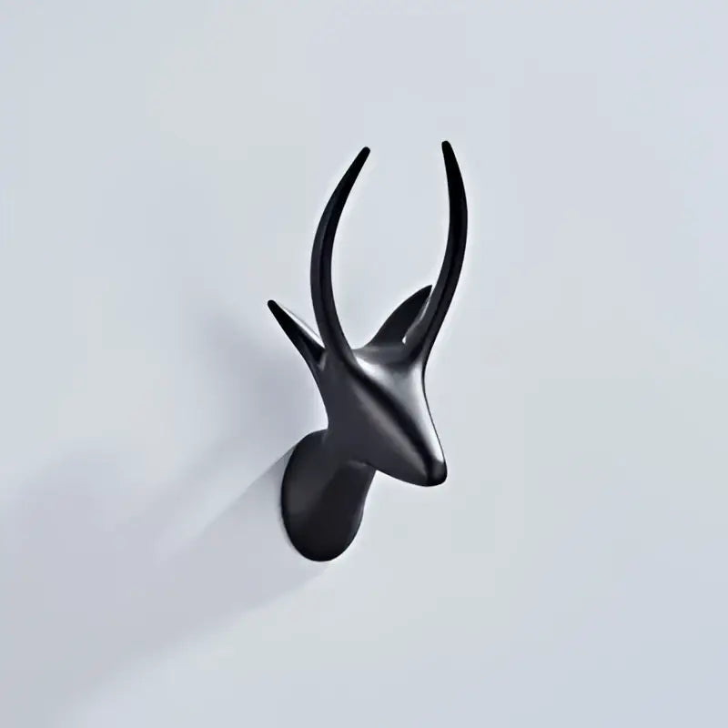 Black matte-finished antelope head vintage animal brass robe hooks wall decor for bathroom and home use
