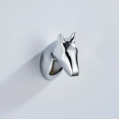 Chrome-plated horse head brass robe hook with sleek minimalist design for vintage animal decorbites brass robe hooks bathroom wall mount decor