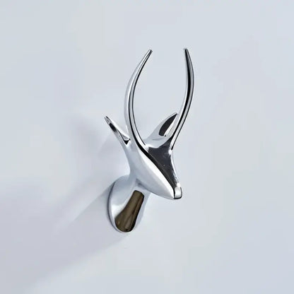 Chrome-finished deer head brass robe hooks with sleek minimalist antlers for decorbites brass robe bathroom wall decor