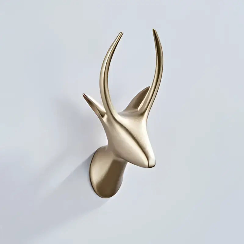 Gold-colored metallic deer head wall mount vintage animal brass robe hooks decorbites brass robe hooks for bathroom decor