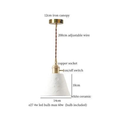 Vintage beige ceramic led pendant lamp with white ceramic shade brass-finished iron canopy and copper socket for kitchen decorbites beige ceramic pendant lamp