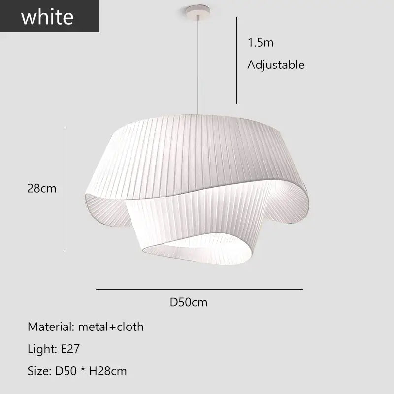 Vintage beige pleated cream wind fabric pendant chandelier with metal frame designed as elegant bedroom decorbites cream wind pendant chandelier