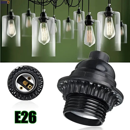 Vintage black and gold e27 bulb holder with pull switch featuring textured ribbed design and clear glass shades for bedroom light