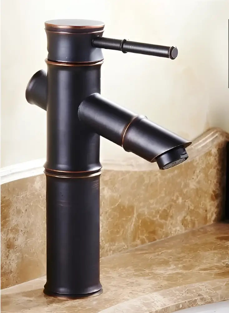 Vintage bathroom faucet in black bamboo style with bronze accents for bathroom sink use
