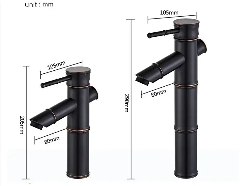 Vintage black and copper bamboo bathroom faucet with matte finish and copper-toned accents for bathroom sink tap