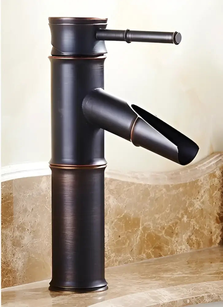 Vintage bathroom faucet black bamboo style with matte finish and copper accents for bathroom sink tap