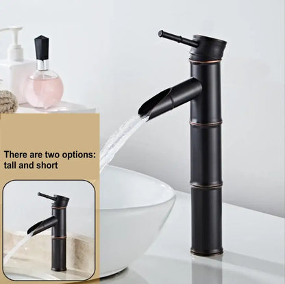 Vintage bathroom faucet black bamboo style with matte finish and copper accents for bathroom sink use