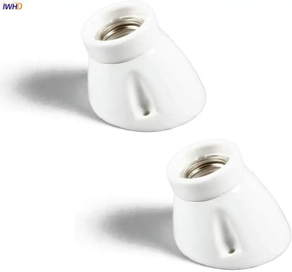 White ceramic lamp holder socket with metallic threaded interior for vintage black ceramic bedroom table lamp holder fitting
