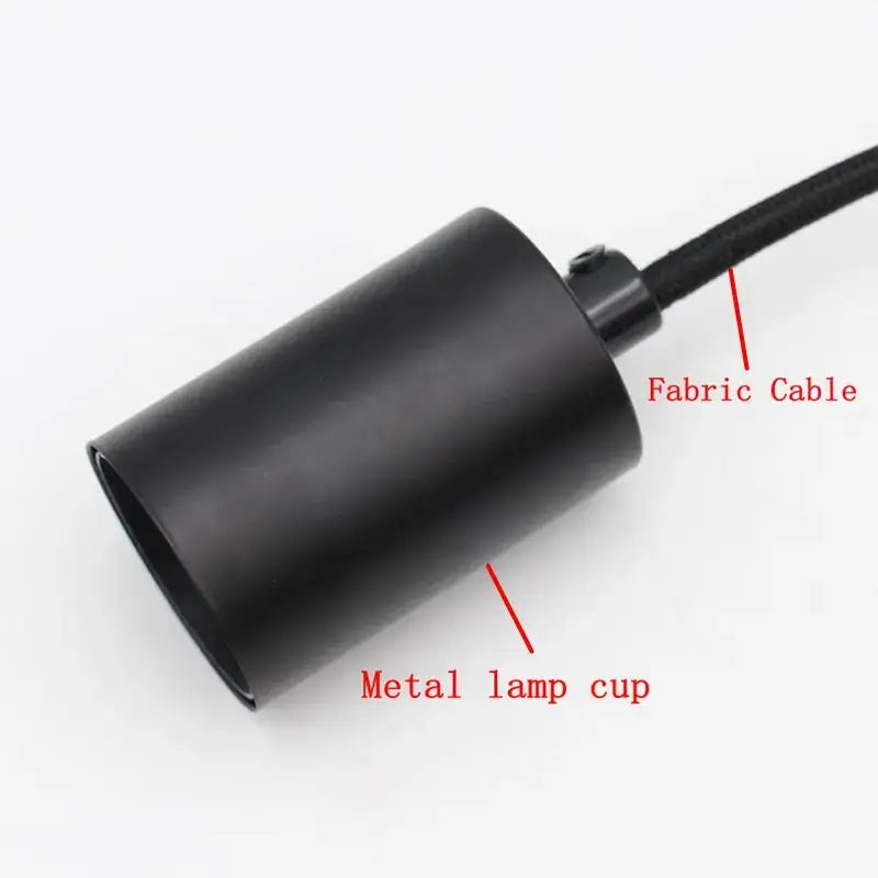 Vintage black finish metal pendant chandelier with fabric cable for industrial dining room pendant light installation
