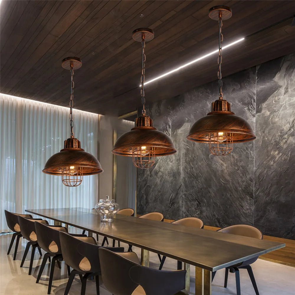 Vintage Black Metal Dome Pendant Light - Decorbites