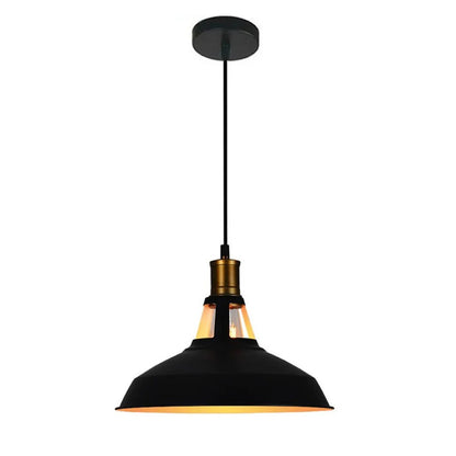 Vintage Black Metal Dome Pendant Light - Decorbites