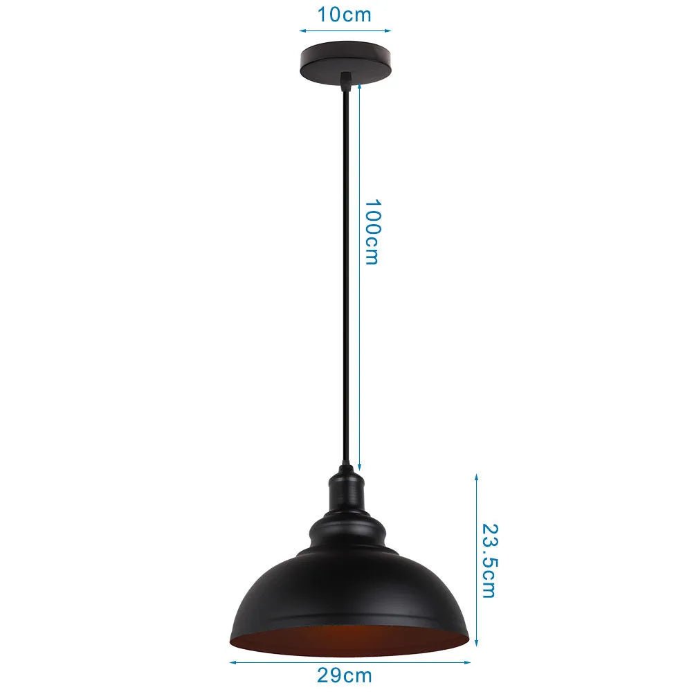 Vintage Black Metal Dome Pendant Light - Decorbites