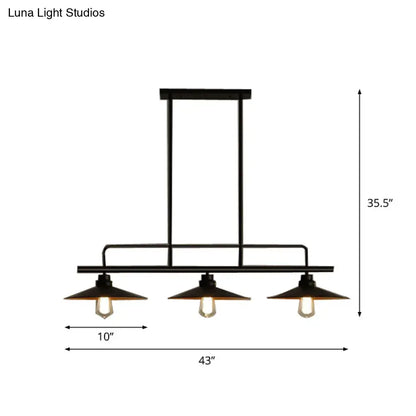 Industrial-style vintage black metal pendant light with three exposed bulb fixtures for dining room 220v-240v 110v-120v compatible
