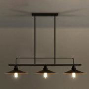 Decorbites vintage black metal pendant light with three conical shades and exposed edison bulbs for dining room 220v-240v