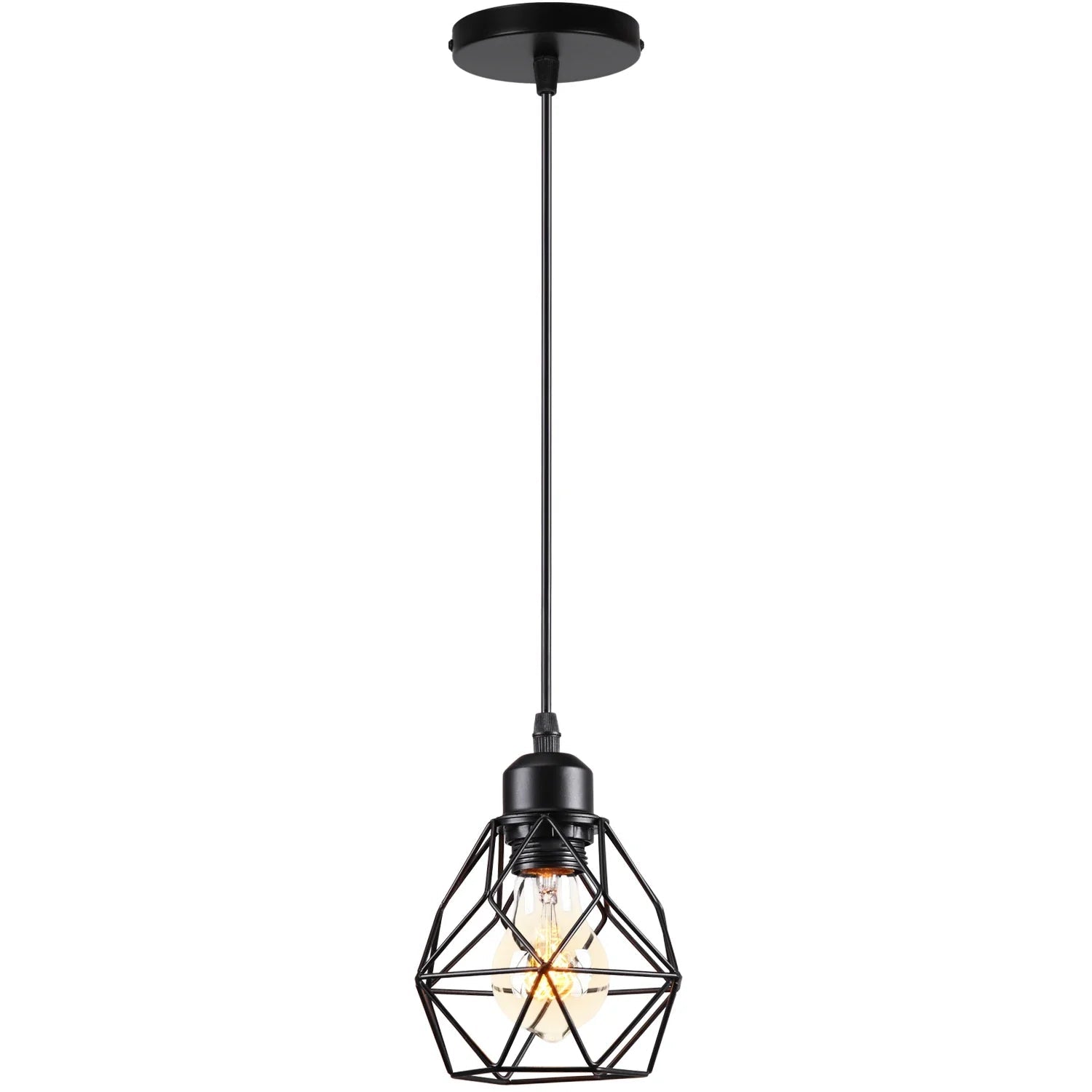 Vintage Black Metal Wire Cage Pendant Light - Decorbites