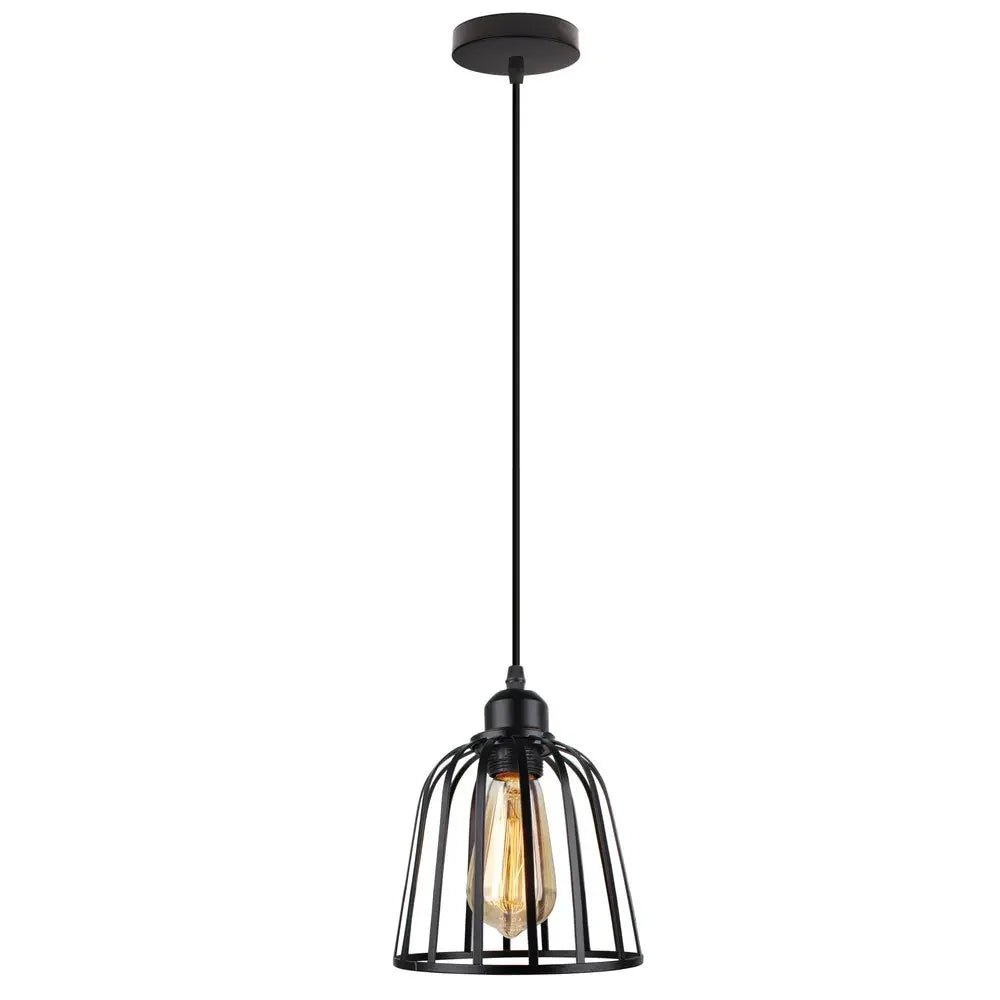 Vintage Black Metal Wire Cage Pendant Light - Decorbites