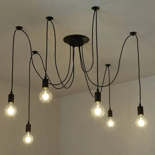 Vintage Black Spider Pendant Chandelier in Iron - Decorbites
