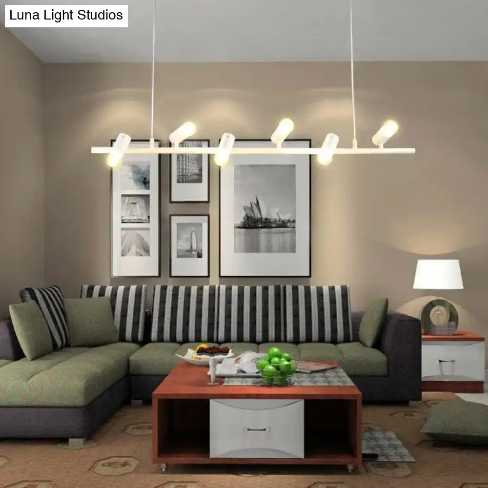 Modern white linear island pendant light with adjustable spotlights in black white metal for 110v-120v 220v-240v use