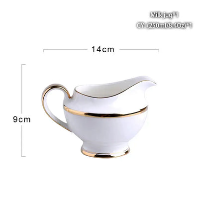 Vintage bone china milk jug in white with elegant gold trim for dining room use by Decorbites bone china