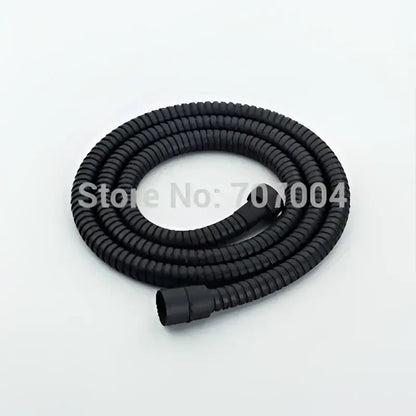 Black flexible ribbed shower hose with matte finish and black connector for vintage brass and bronze hand shower head faucet set