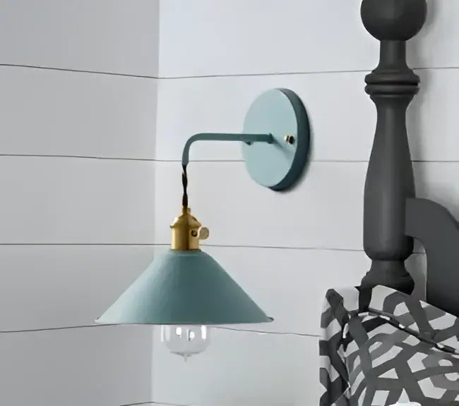 Teal vintage brass ceramic wall lamp with knob switch and exposed bulb for bedroom decorbites ceramic wall sconce