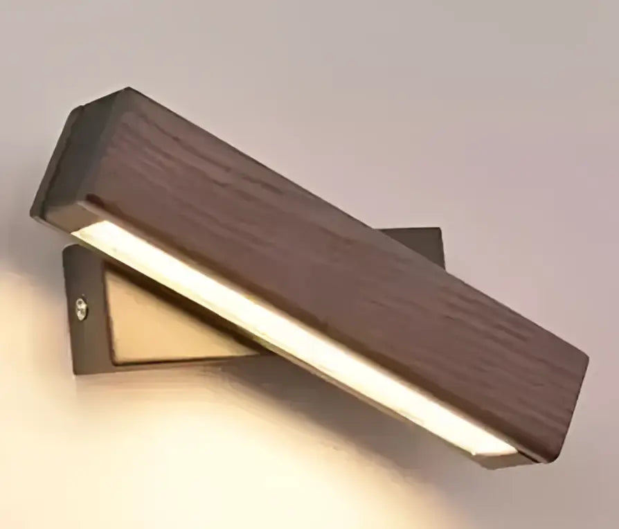 Modern wooden-textured wall lamp with warm led lighting and sleek rectangular design for decorbites ceramic wall use
