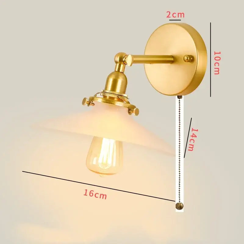 Vintage brass chevron adjustable wall lamp with clear glass frosted shade and led wall bulb for bedroom sconce