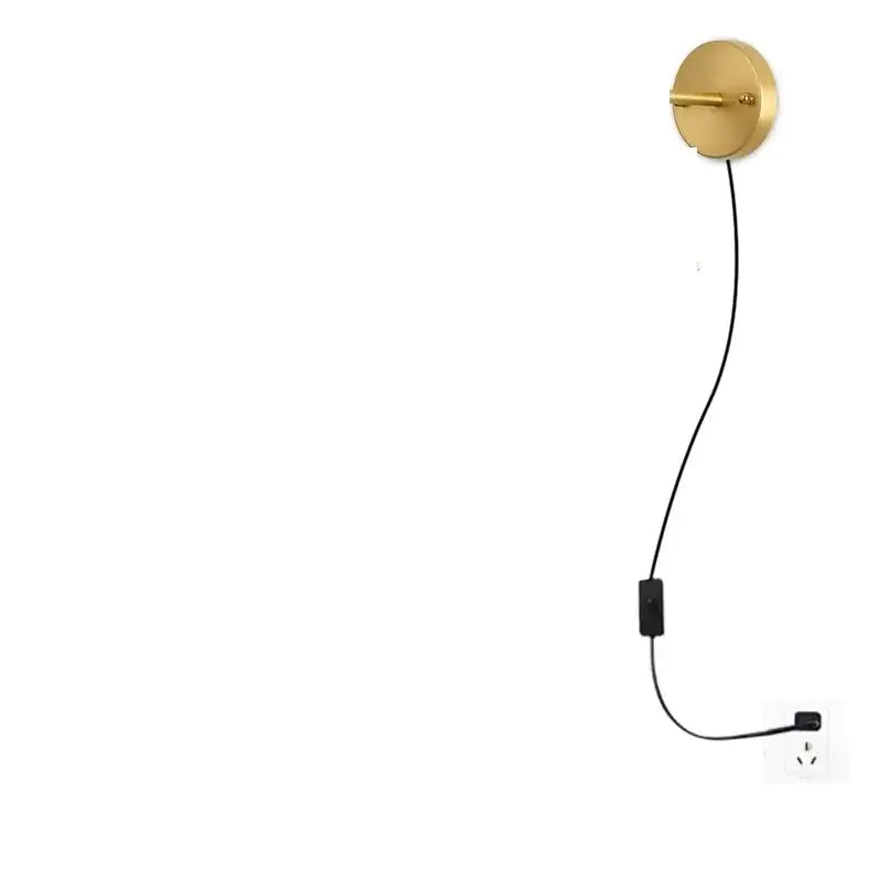 Vintage brass chevron clear glass led wall lamp in gold with sleek circular design and black cord for bedroom sconce