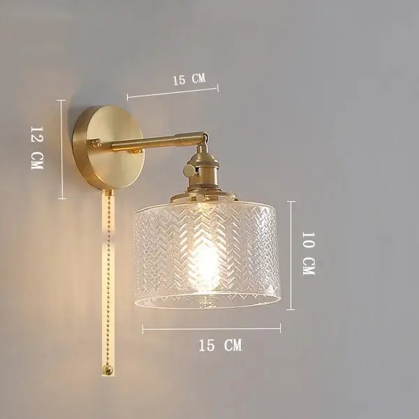 Vintage brass clear glass wall light with textured chevron ribbed sconce from decorbites clear glass collection