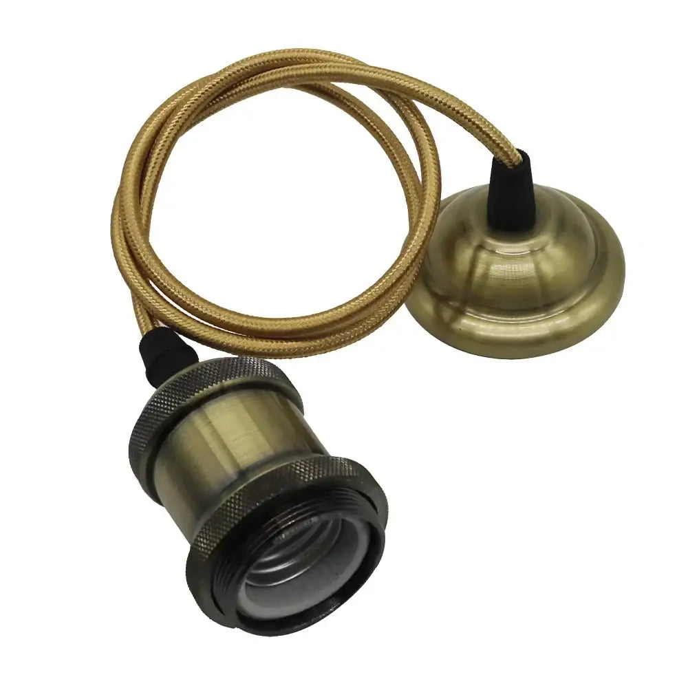 Antique brass and black aluminum pendant light socket with braided gold cable for decorbites dining room pendant light