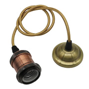 Vintage brass and copper aluminum pendant light with braided gold cable for dining room decorbites aluminum pendant light