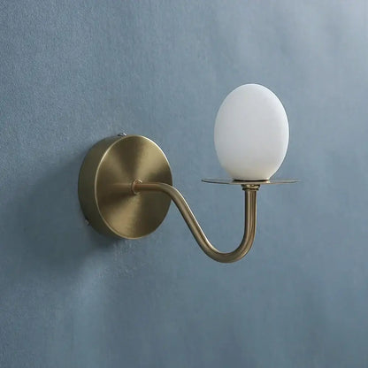 Vintage brass glass egg mini wall lamp with smooth white oval glass shade for bedroom sconce lighting