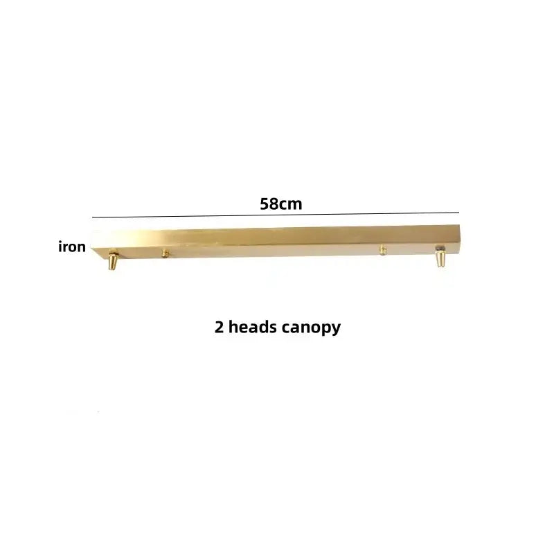 Vintage brass glass led pendant lamp with a sleek 58cm brass iron canopy featuring two heads for dining room use