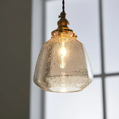 Vintage brass glass led pendant lamp with warm-toned textured shade and brass-finished fixture for dining room pendant light